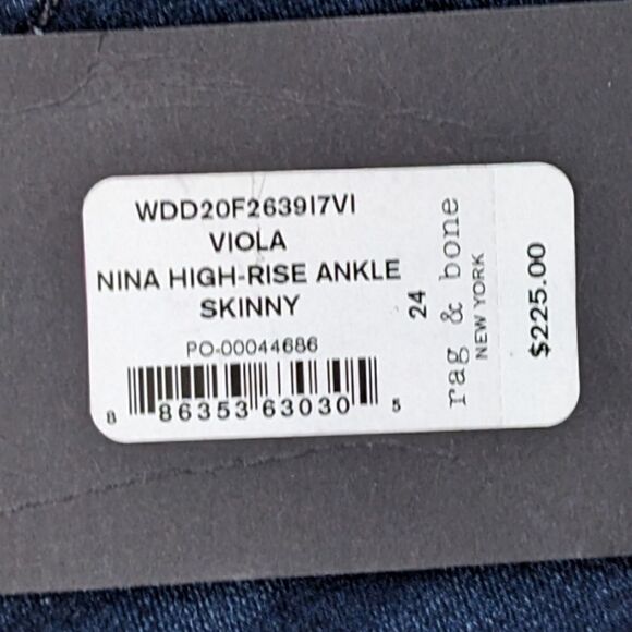 Rag & Bone Women's Nina High Rise Ankle Skinny in Viola Wash Size 24 NWT - Picture 6 of 8